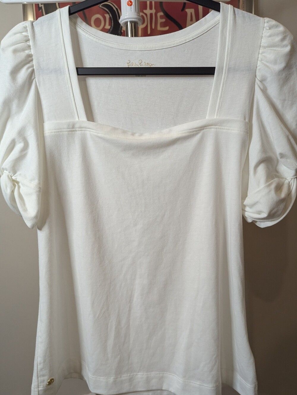 $30 Lilly Pulitzer Size S - Jessie Top Resort White Square Neck Puff Sleeve Top